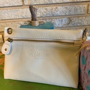 G.H. BASS tan, leather, zip up mini purse